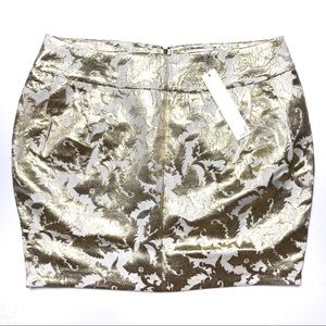 Line & Dot NWT Gold White Jacquard Mini Skirt L
